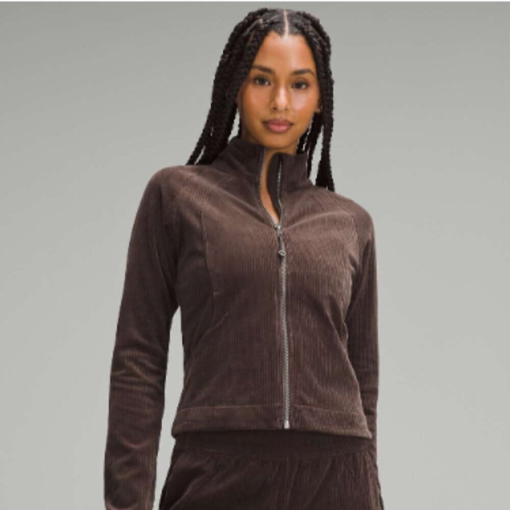 Lululemon Scuba Track Jacket Velvet Cord Espresso